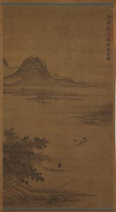 川の風景: ボートの漁師 作： Unknown artist