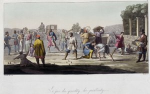 ゴロツキやプリストンスキーなどの気晴らしのロシアゲーム、ロシア。フェラーリオの「古今東西の衣装」1819-1820で。 作： Unknown artist