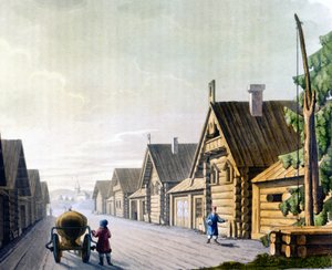 18世紀のロシアの村。 作： Unknown artist
