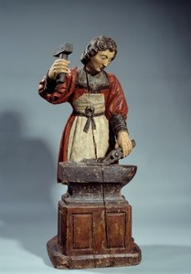 靴職人の守護神、サン・クレパン。匿名の彫刻 ポリクローム・ウッド 作： Unknown artist