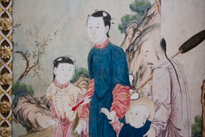 中国の日常風景、中国風壁紙の細部、中国風キャビネット、狩猟住居、フィリッポ・フヴァラ（1678-1736）作、イタリア・ピエモンテ州ストゥピニージ市 作： Unknown artist