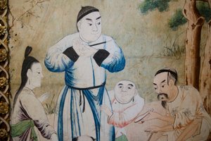 中国の日常風景、中国風壁紙の細部、中国風キャビネット、狩猟住居、フィリッポ・フヴァラ（1678-1736）作、イタリア・ピエモンテ州ストゥーピニージ市 作： Unknown artist