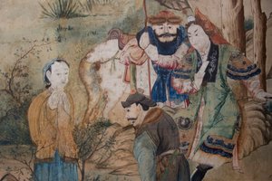 中国の日常風景、中国風壁紙の細部、中国風キャビネット、狩猟住居、フィリッポ・フヴァラ（1678-1736）作、イタリア・ピエモンテ州ストゥピニージ市