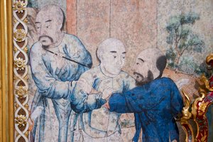中国の日常風景、中国風壁紙の細部、中国風キャビネット、狩猟住居、フィリッポ・フヴァラ（1678-1736）作、イタリア・ピエモンテ州ストゥピニージ市 作： Unknown artist