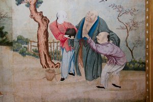 中国の日常風景、中国風壁紙の細部、中国風キャビネット、狩猟住居、フィリッポ・フヴァラ（1678-1736）作、イタリア・ピエモンテ州ストゥピニージ市 作： Unknown artist