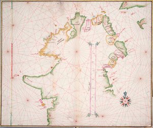 アイルランド北岸海図 1600年頃 （紙、リネン） 作： Unknown artist