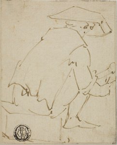 後ろから見た座っている男 作： Unknown artist