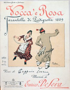 Enrico de Levaのタランテラ「Vocca e Rosa」の楽譜カバー。 作： Unknown artist