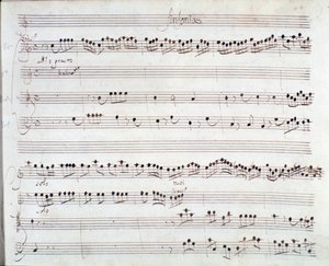 ジュゼッペ・アルドロバンディーニ作曲「ダリウスの戴冠式」（1703年）の楽譜のページです。 作： Unknown artist