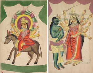 Sheetaladevi: 天然痘の女神 (直腸)。 ドゥルガー（裏） 作： Unknown artist