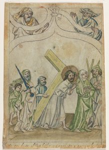 「Biblia Pauperum」の一葉: 十字架を背負ったキリスト (裏面) 作： Unknown artist