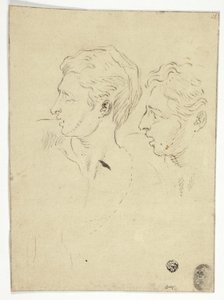 左折する 2 人の男性のスケッチ 作： Unknown artist