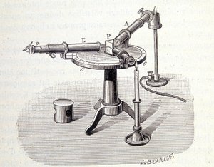 ブンゼンとキルヒャフの分光器 - Emile Desbeauxの "Physique populaire "に掲載、Flammarion社 作： Unknown artist