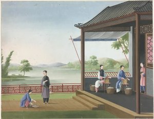 布を紡ぐ, 茶葉を準備する, 絹を準備する 作： Unknown artist