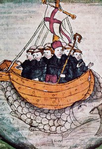 クジラに乗った聖ブレンダン（Manuscriptum translationis Germanicaeのミニチュア