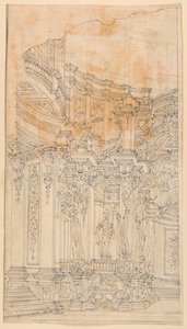 ステージデザイン：トロフィーのある宮殿建築 作： Unknown artist