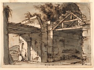 舞台美術、風景の中の廃墟 作： Unknown artist