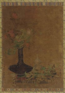静物 - 黒い花瓶と花 作： Unknown artist
