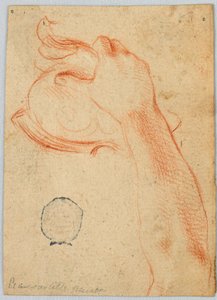 骨董の兜を持つ女性の右前腕の研究 作： Unknown artist