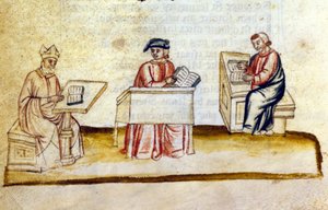 修道院の書斎。14世紀。ビブリア宮殿。ヴェネツィア、マルチャーナ国立博物館。 作： Unknown artist