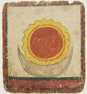 蓮の玉座の上の太陽、月、蓮（イニシエーション・カード一式より）（ツァカリ 作： Unknown artist