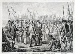 1781年10月19日、コーンウォリス卿（1738～1805）のイギリス軍がアメリカに降伏したこと。