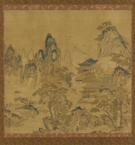 タペストリー: 風景 - 山間の宮殿 作： Unknown artist