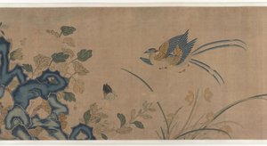 花と岩と鳥と蝶のタペストリー 作： Unknown artist