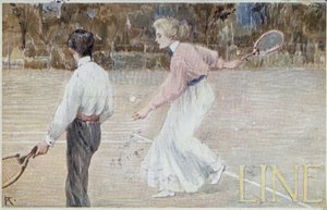 テニスプレーヤー - ポストカード、1890年頃