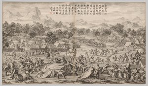 Elei Zhalatuの戦い：西部地域の反乱鎮圧の戦闘シーンから、帝国の詩で 作： Unknown artist