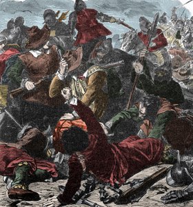 フランス人がミラノを制圧 - 1499年のミラノの座席 - カラーエングレービング 作： Unknown artist
