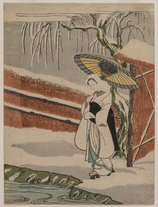 柳の木の下に佇む鷺乙女 作： Unknown artist