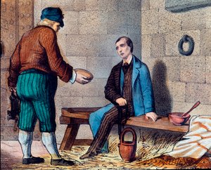 イタリアの愛国者シルヴィオ・ペリコ（1798-1854）は、カルボナーリを告発し、モラヴィアのシュピルベルク要塞を包囲した 19世紀のリトグラフ 作： Unknown artist