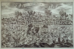 1755年のリスボン地震。 作： Unknown artist