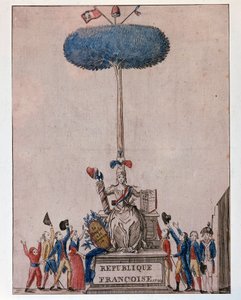 国民が主権を持つ-フランス共和国と自由の木のアレゴリー 作： Unknown artist