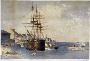 1830年のモントリオール港 - by Spronle 作： Unknown artist