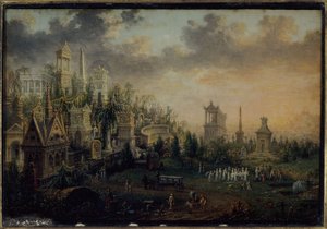 1835年、現在20区にあるペール＝ラシェーズ墓地（絵画）