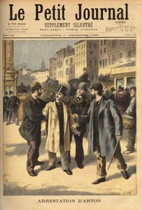 パナマ・スキャンダル事件の悪徳ブローカー、エミール・アルトン（1859-1905）の逮捕。1895年1月12日「Le petit journal」に掲載されたエングレーヴィング。セルバのコレクション。 作： Unknown artist