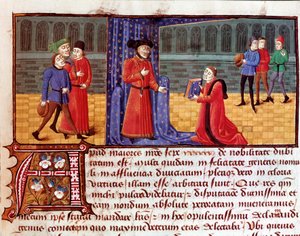 作者が自分の作品を紹介するページ ジャック・ルグラン（ルグラン）（1365-1415）の『ソフィロギウム』（アルチロゲ・ソフィー、善行の書）から抜粋 15～16世紀 リスボン、トーレ・ド・トンボ