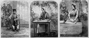 シャンパーニュワインの瓶詰め作業。1864年に描かれたもの。 作： Unknown artist