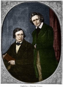 ドイツの作家、ヤコブ（1785-1863）とウィルヘルム（1786-1859）のグリム兄弟。 作： Unknown artist