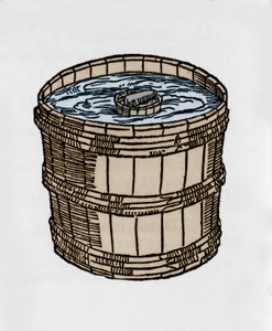 水面に浮かぶ最も古い形のコンプソル。J.Taisnierの磁気に関する論文からのイラスト 作： Unknown artist