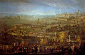 ミレポワ侯爵（1699-1757）の行列とウィーンのフランス外交官たち 1738年10月12日 18世紀の匿名の絵画。ウィーン、市の歴史博物館