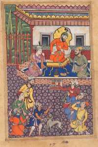 ウッジャインのラジャの宮廷、トゥティーナマ (オウムの物語) より: 四十六夜 作： Unknown artist