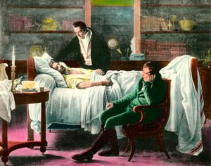フランス人医師、フランソワ・グザビエ・ビシャ（1771-1802）の死。19世紀のイラスト。個人蔵 作： Unknown artist