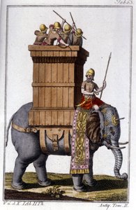 カルタゴ人が仕事や戦争に使う動物として使っていた象。 彫刻 - "Enciclopedia universale illustrata" より 作： Unknown artist