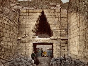 ハインリッヒ・シュリーマン(1822-1890)が主導したミケーネの発掘調査 - ミケーネの正門である獅子の門-。 作： Unknown artist