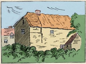 Tavistock近郊のCrowndaleにある、イギリスの探検家・私掠船のフランシス・ドレイク（1540-1596）の家。19世紀に破壊された。 作： Unknown artist