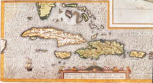 カリブ海に浮かぶ大アンティル諸島と小アンティル諸島の島々（地図 作： Unknown artist