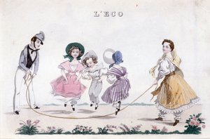 縄跳び、ブルジョワジーの子供たちの遊びのグループ。1830 作： Unknown artist